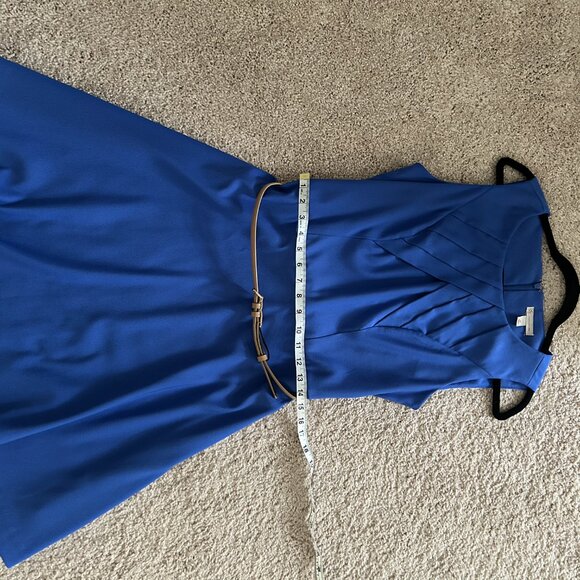 DB Dressbarn Fit & Flare Dress with Belt | vibrant, flattering, hard to find! - Picture 2 of 8